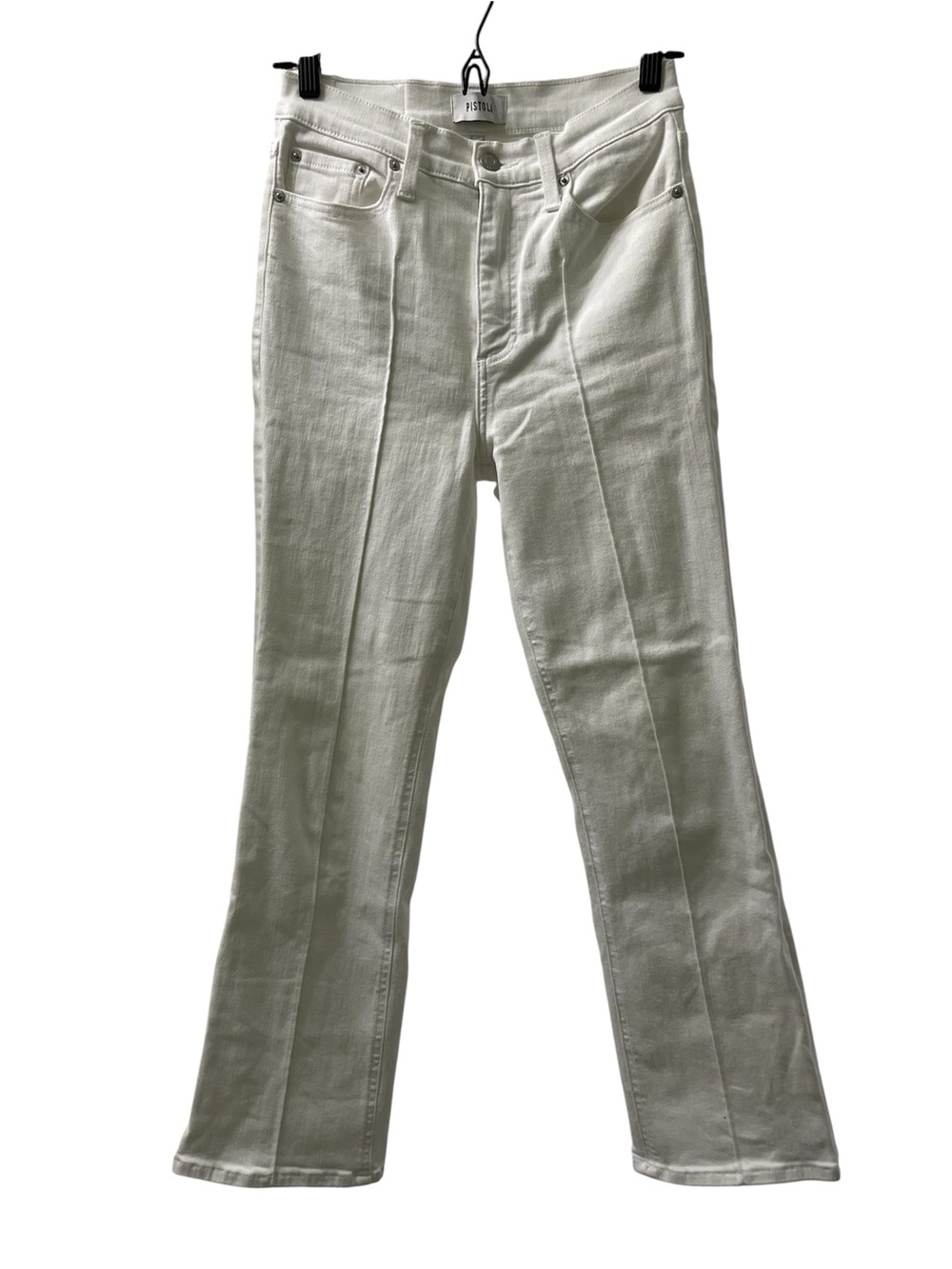 Pistola White Lennon High Rise Cropped Boot Pleat Jeans